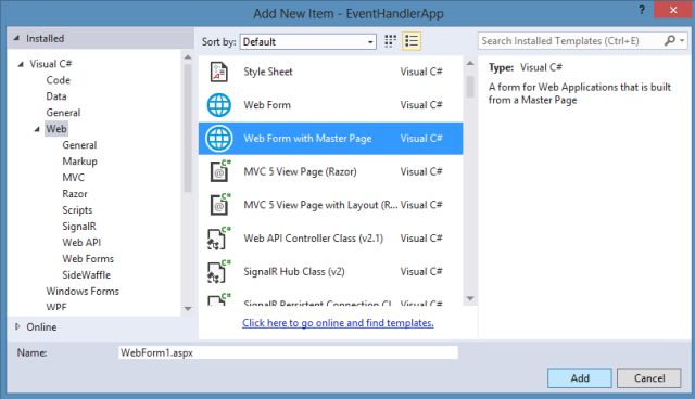 Adding Form with Master Page